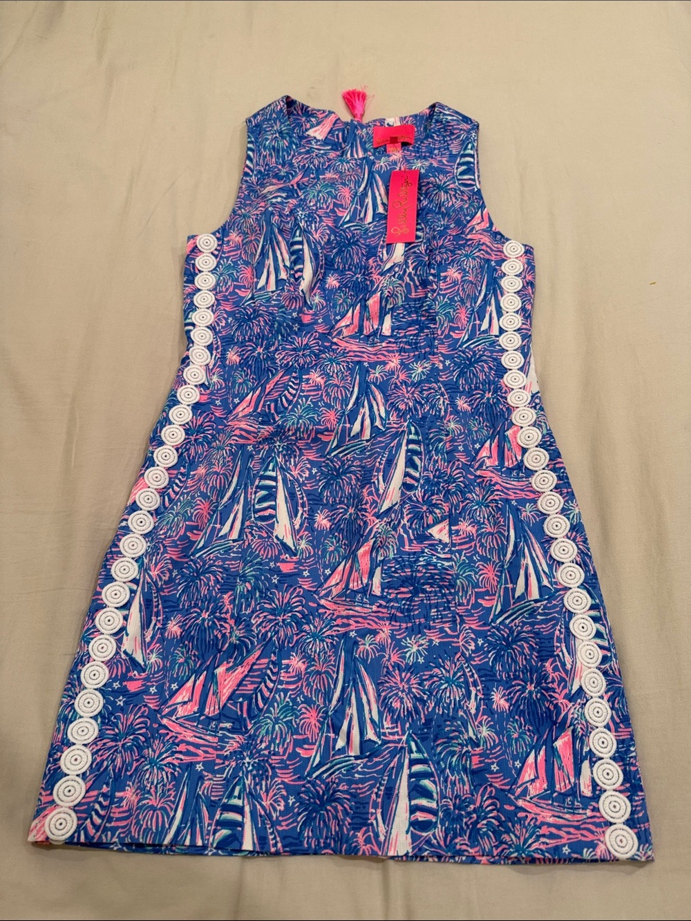 Lilly Pulitzer Nautical Blue & Pink Sleeveless Shift Dress